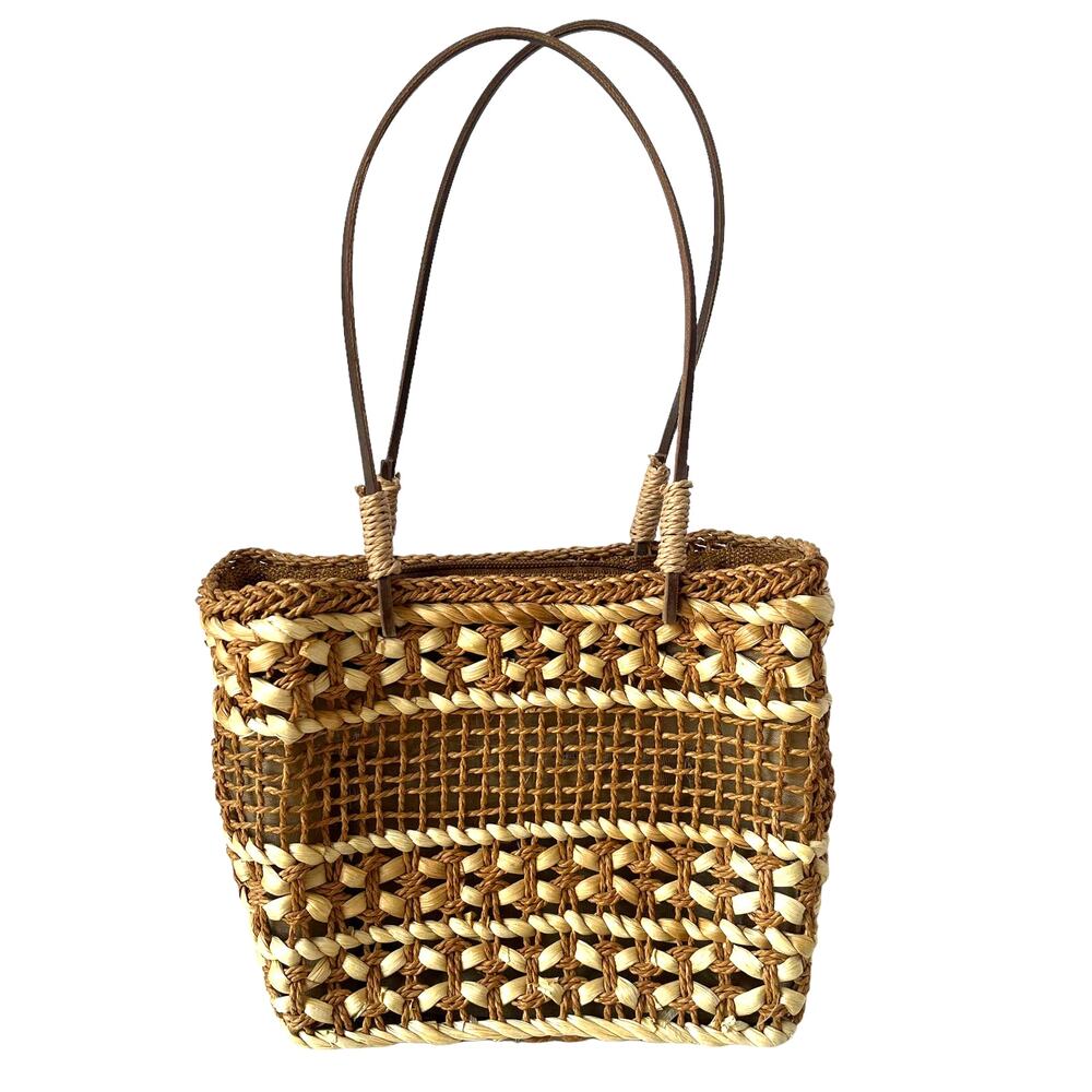 Giannini Straw Raffia Tote Bag Purse Coastal Boho Euro Summer Fisherman  Y2K